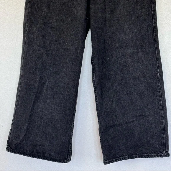 Zara Loose Fit  Wide Leg Crop Length Black Jeans Sz 8 - Picture 6 of 11